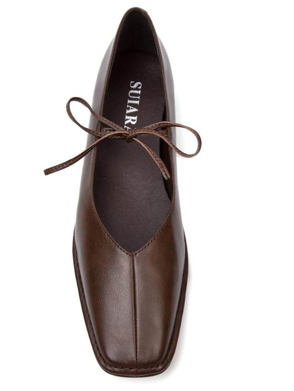 Lace up Ballet Flats Women Square Toe Mary Jane Flats Bow Slip On Comfortable